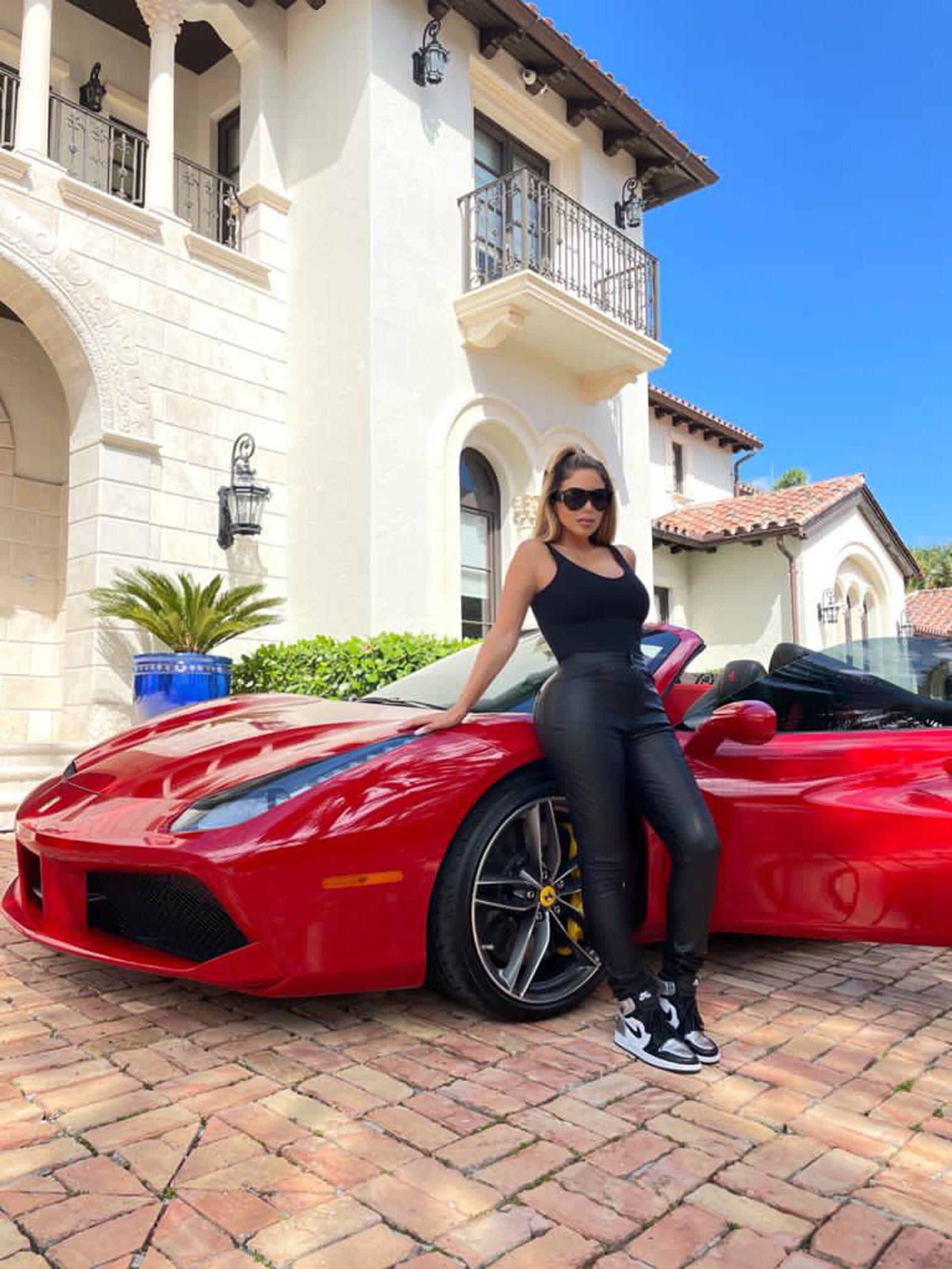 Larsa Pippen at the wheel of her gleaming new 320k Ferrari