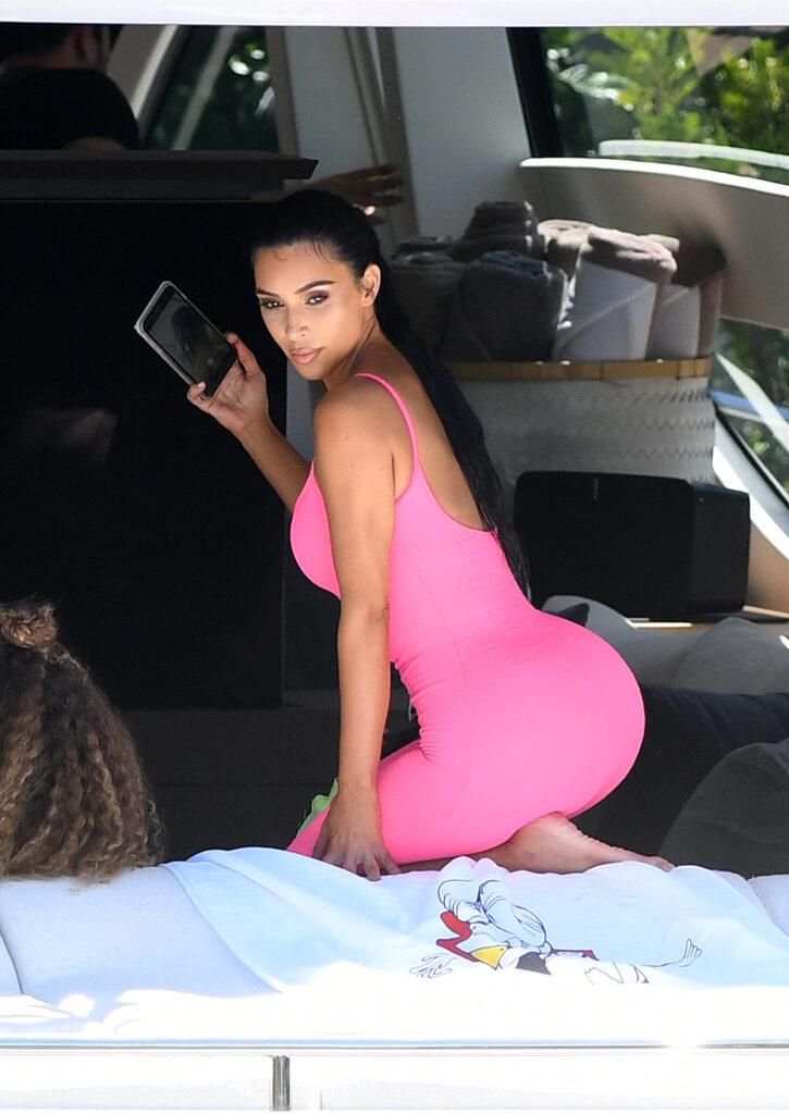 Kim Kardashian takes a yacht ride with her family and friends in Miami
