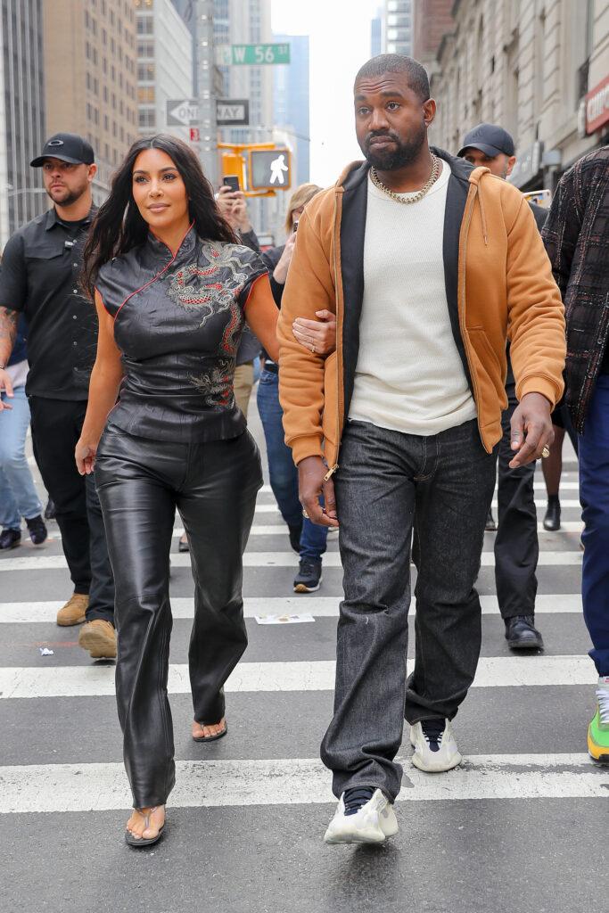 Kim Kardashian and Kanye West seen all smiling while walking around in Midtown NYC on Oct 25 2019