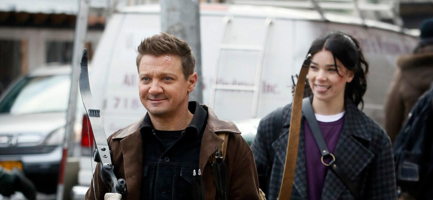 Jeremy Renner Hailee Steinfeld filming quot Marvel apos s quot Hawkeye quot