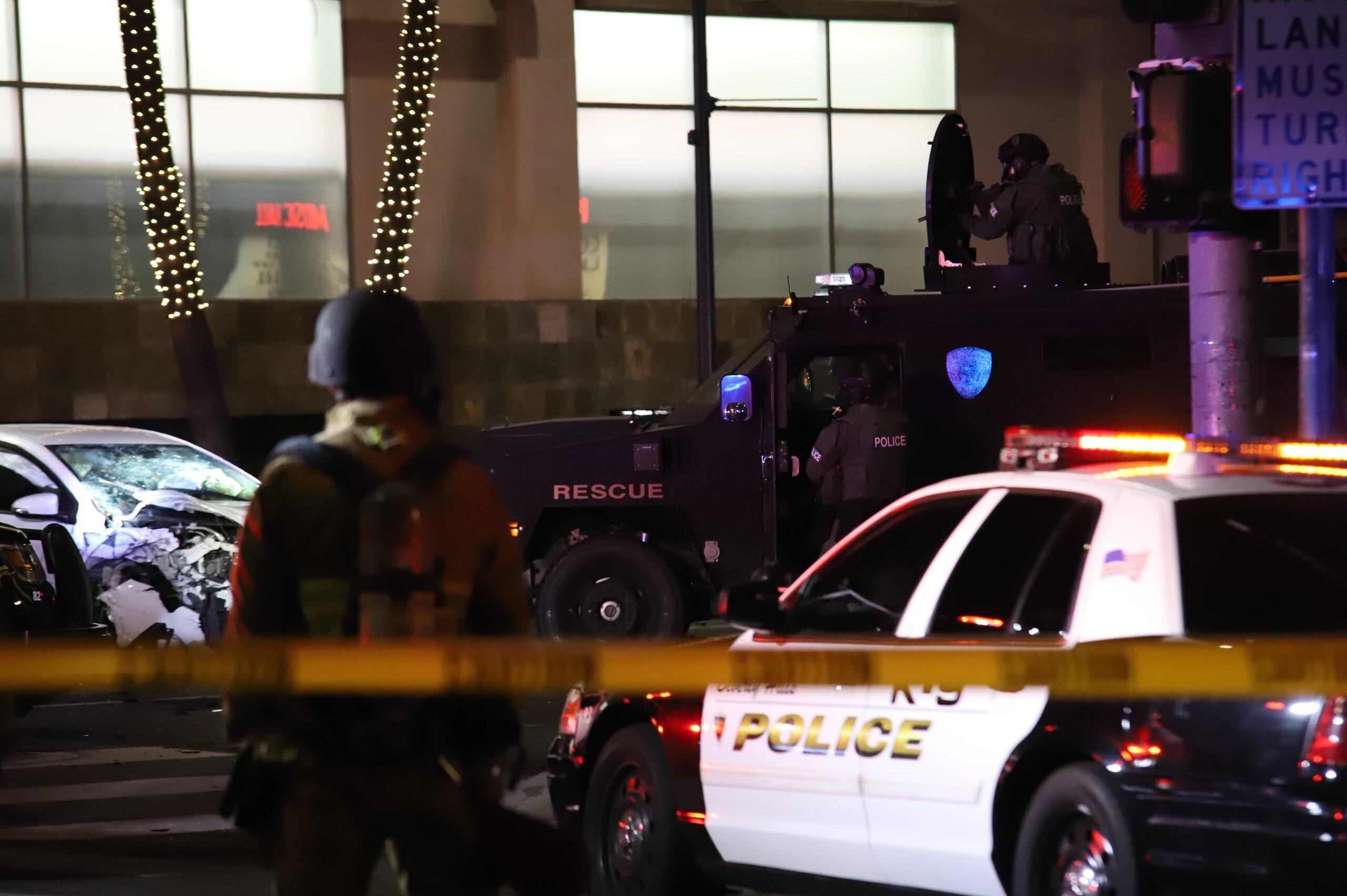 Male suspect in stand off with Beverly Hills SWAT team after chase that ended in totalling multiple cars where he stayed hidden for hours