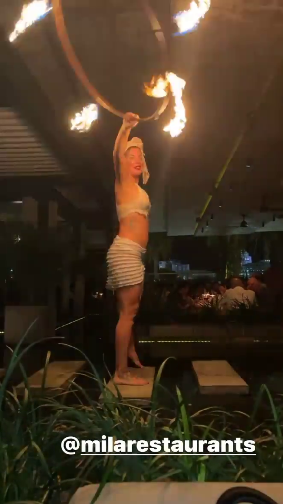 Fire Dancer at Larsa Pippen's birthday dinner