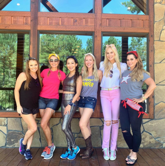 A photo showing the cast of 'Real Housewives of Dallas' in yoga outfits.
