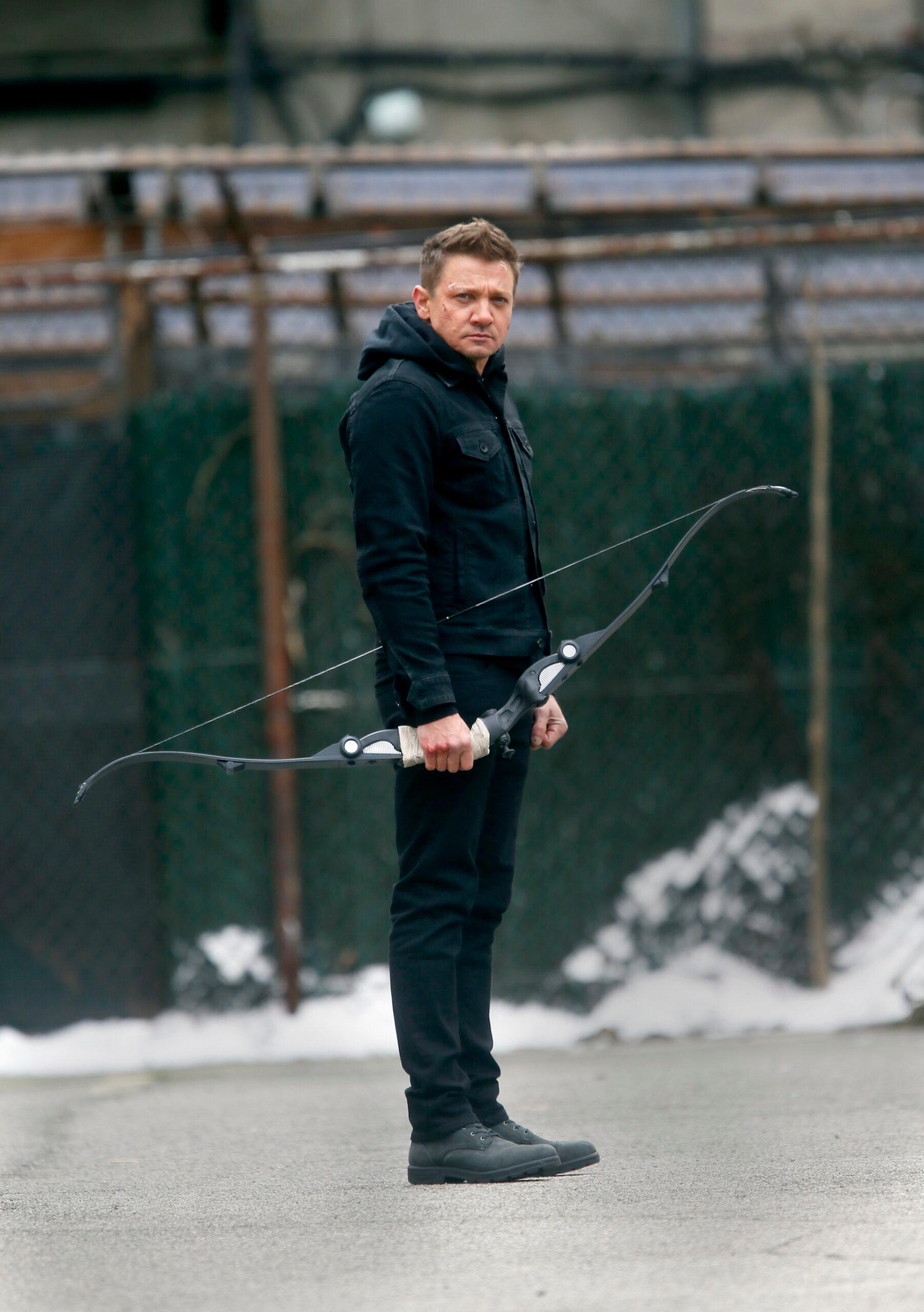 Jeremy Renner filming "Marvel's "Hawkeye"
