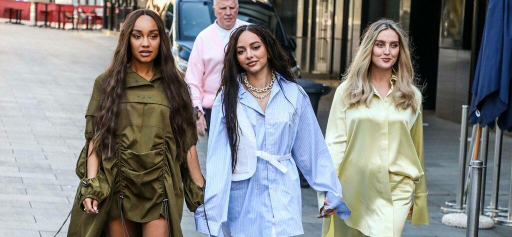 Leigh-Anne, Jade & Perrie walking in oversized outfits