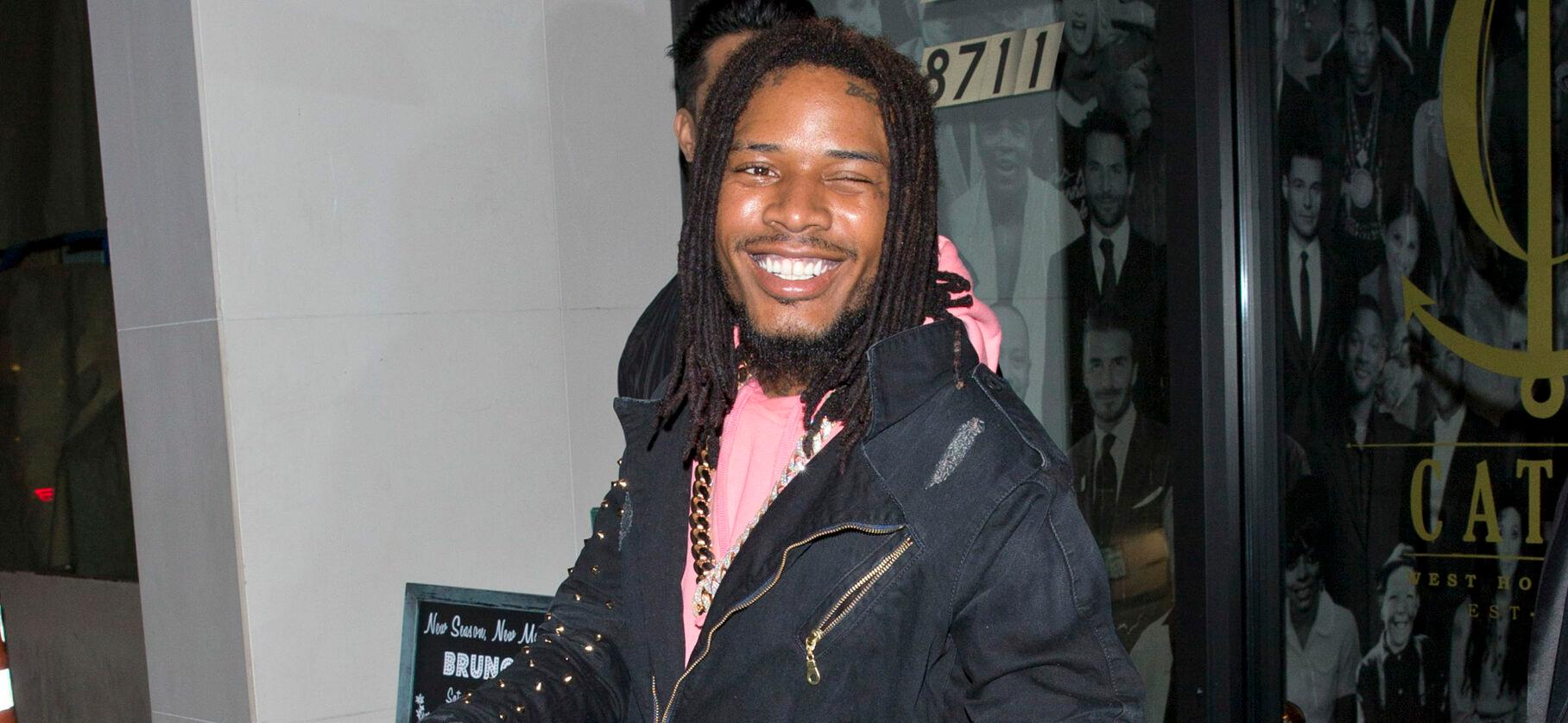 Rapper Fetty Wap was seen showing off his diamond encrusted Gold necklace as he was seen leaving dinner at apos Catch LA apos in West Hollywood CA