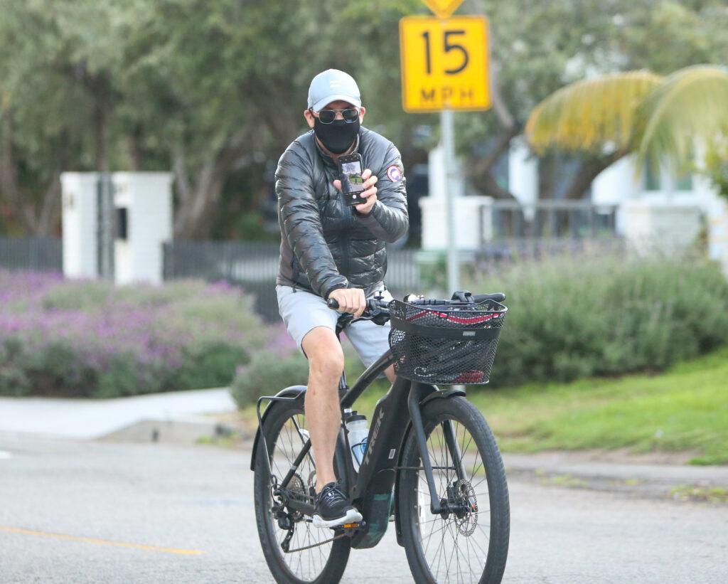 Michael Keaton rides his bike in LA