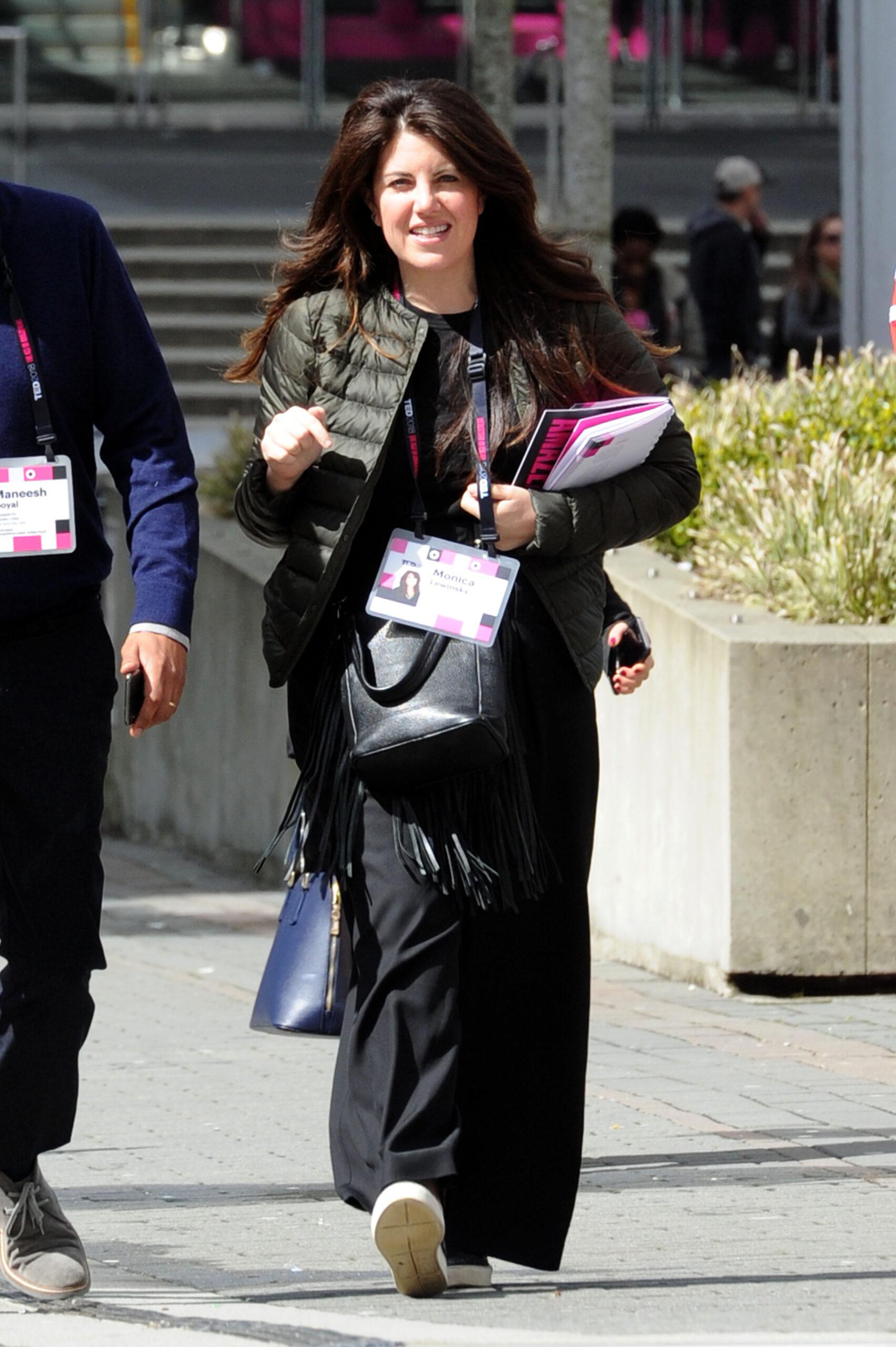 Monica Lewinsky arrives at the TED talks conference in Vancouver Canada