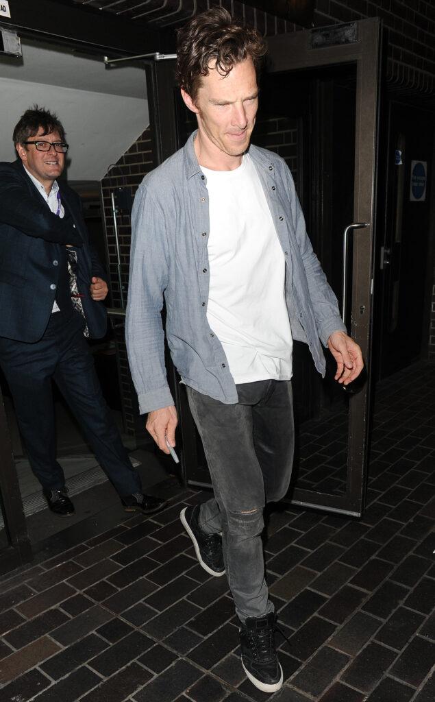 Benedict Cumberbatch leaving the Barbican Theatre having appeared in a performance of Hamlet