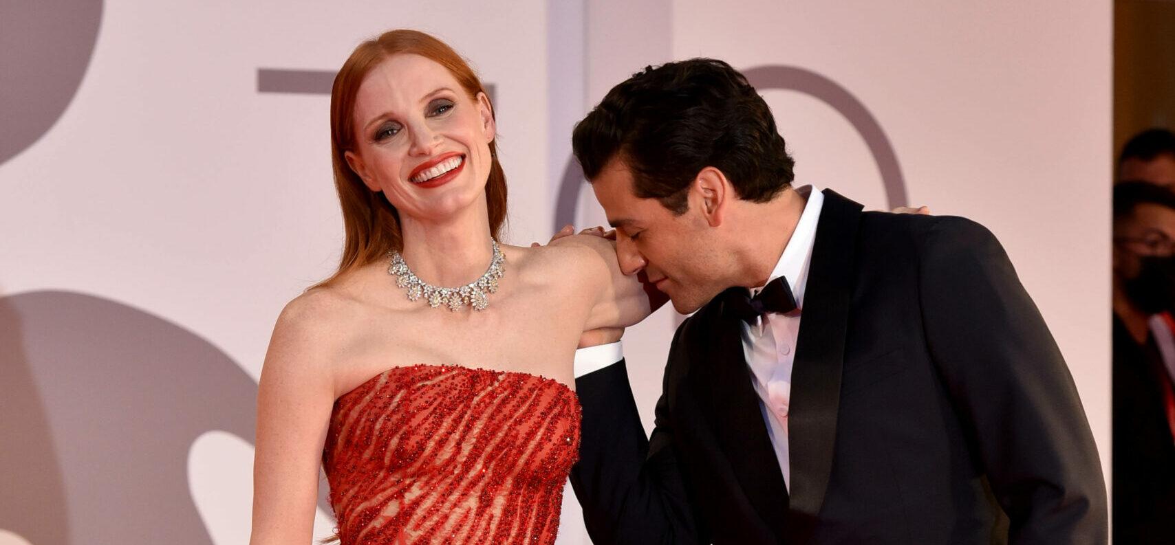 Jessica Chastain RESPONDS To Viral Red Carpet Moment With Oscar Isaac