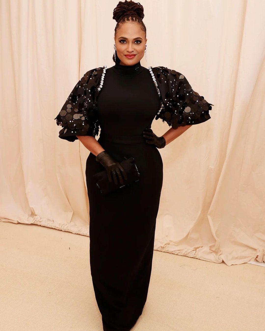 Ava DuVernay looks amazing in this photo, showing her in a long black gown.