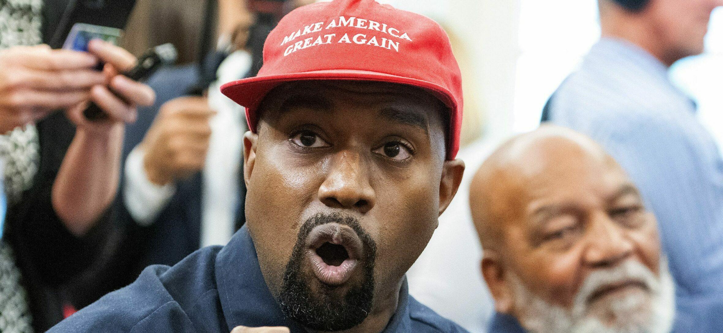 Kanye West wearing MAGA Hat