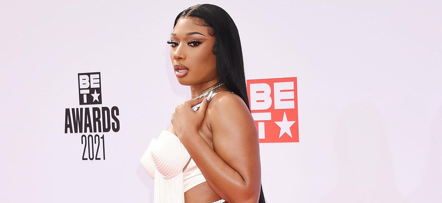 Megan Thee Stallion Flaunts Stretch Marks & Pert Assets In Cut-Out Bodysuit
