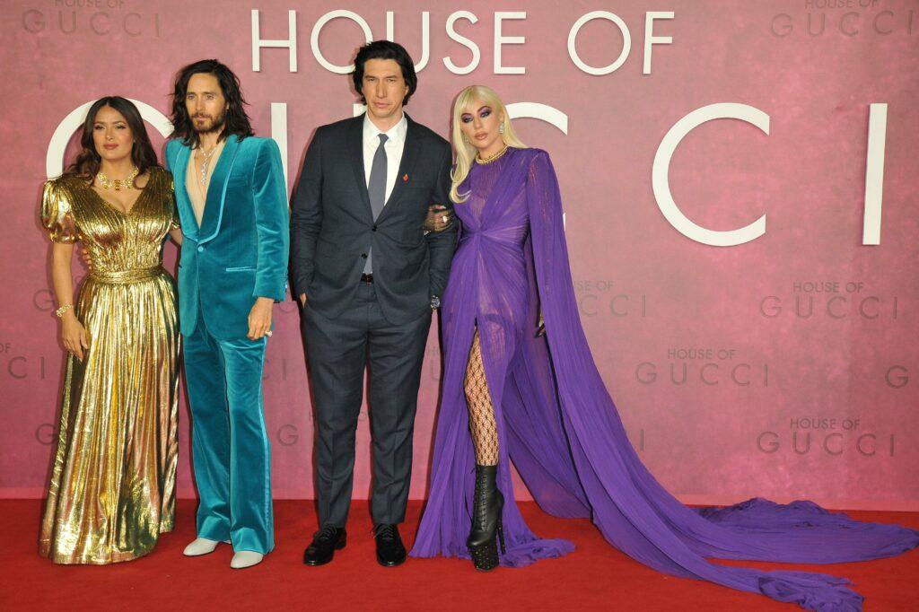 Salma Hayek, Jared Leto, Adam Driver and Lady Gaga (Stefani Germanotta) at the "House of Gucci" UK film premiere, Odeon Luxe Leicester Square, Leicester Square, on Tuesday 09 November 2021 in London, England, UK.