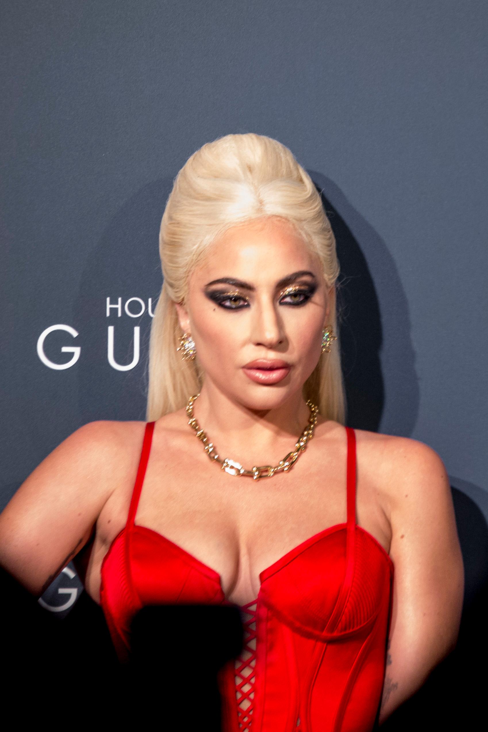 Lady Gaga greets fans at the House of Gucci premiere