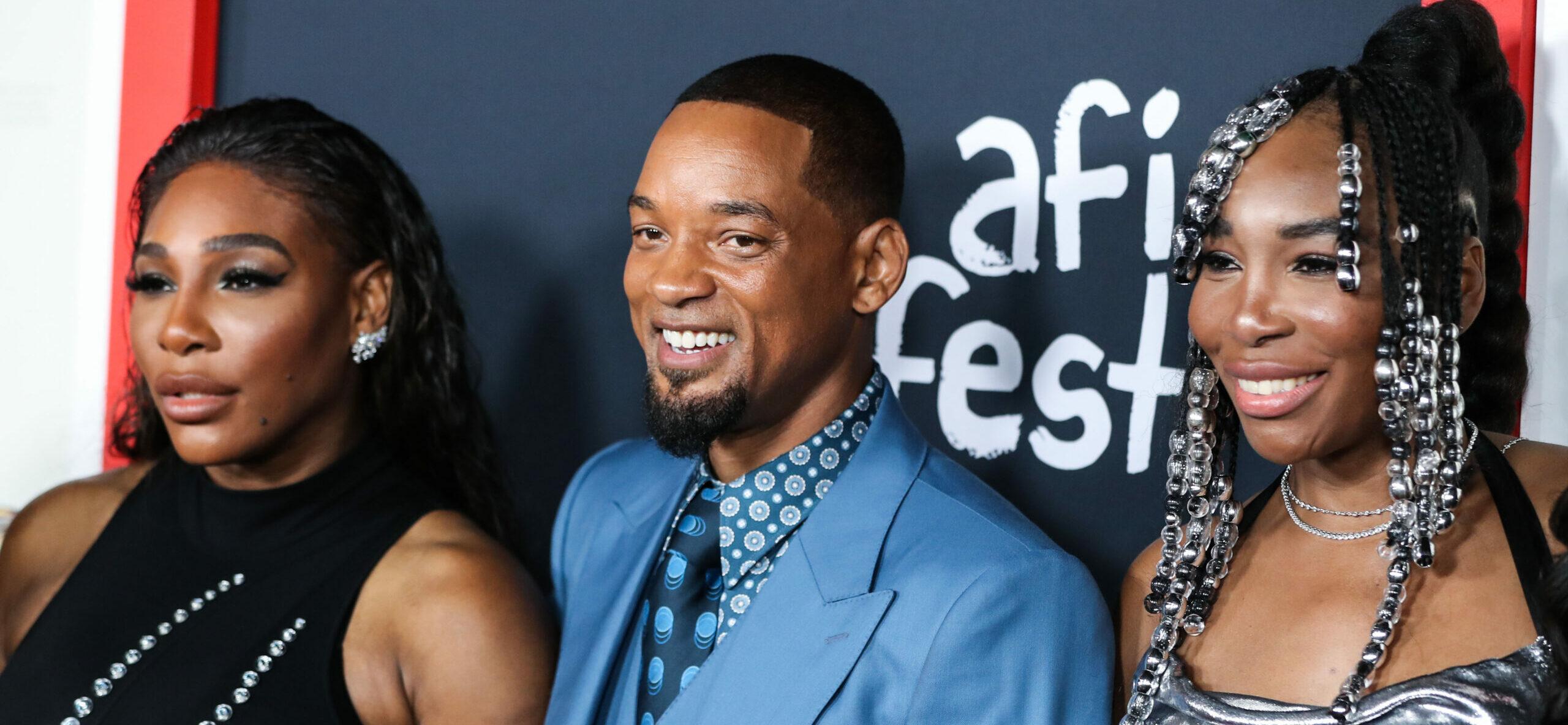 Serena Williams, Venus Williams and Will Smith at the premiere of 