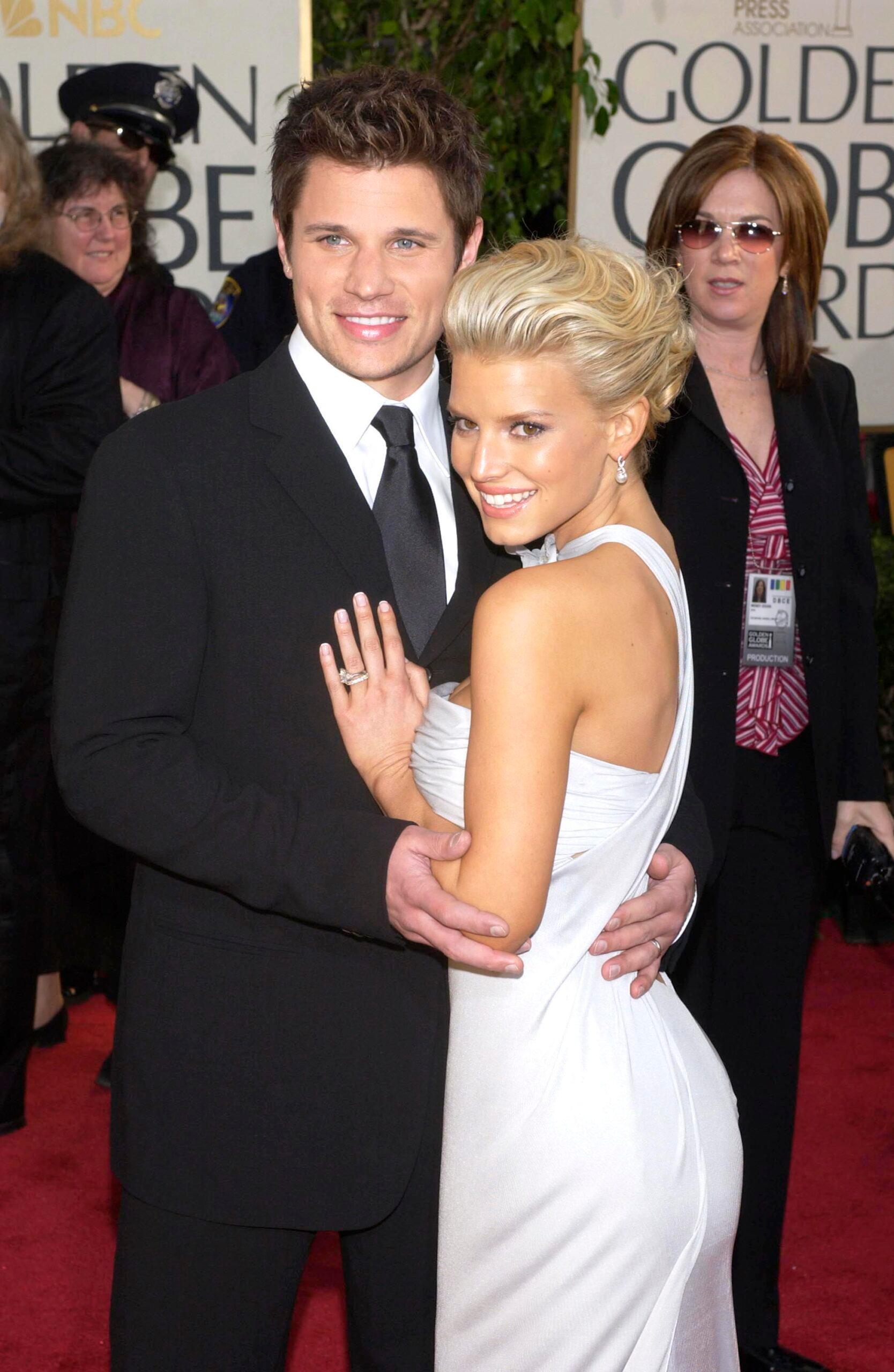 Jessica Simpson and Nick Lachey on the red carpet