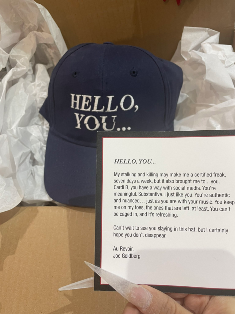 cardi b tweets photo of hat and note