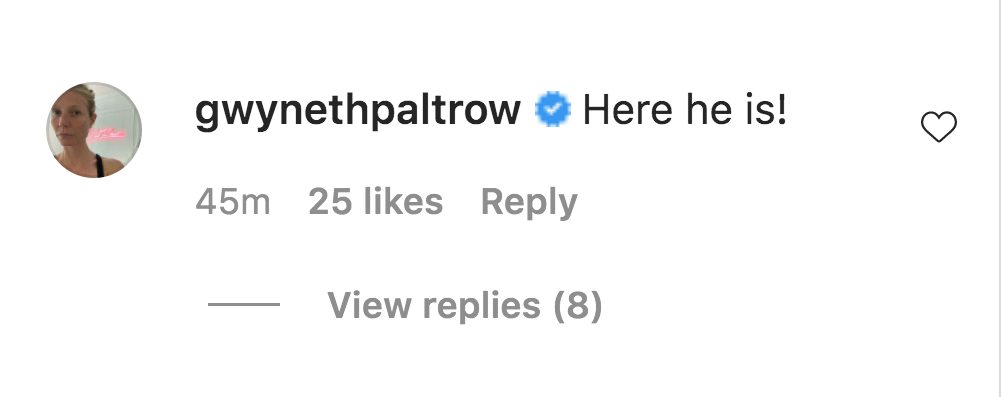 Gwyneth Paltrow's comment on Drew Barrymore's Instagram Post