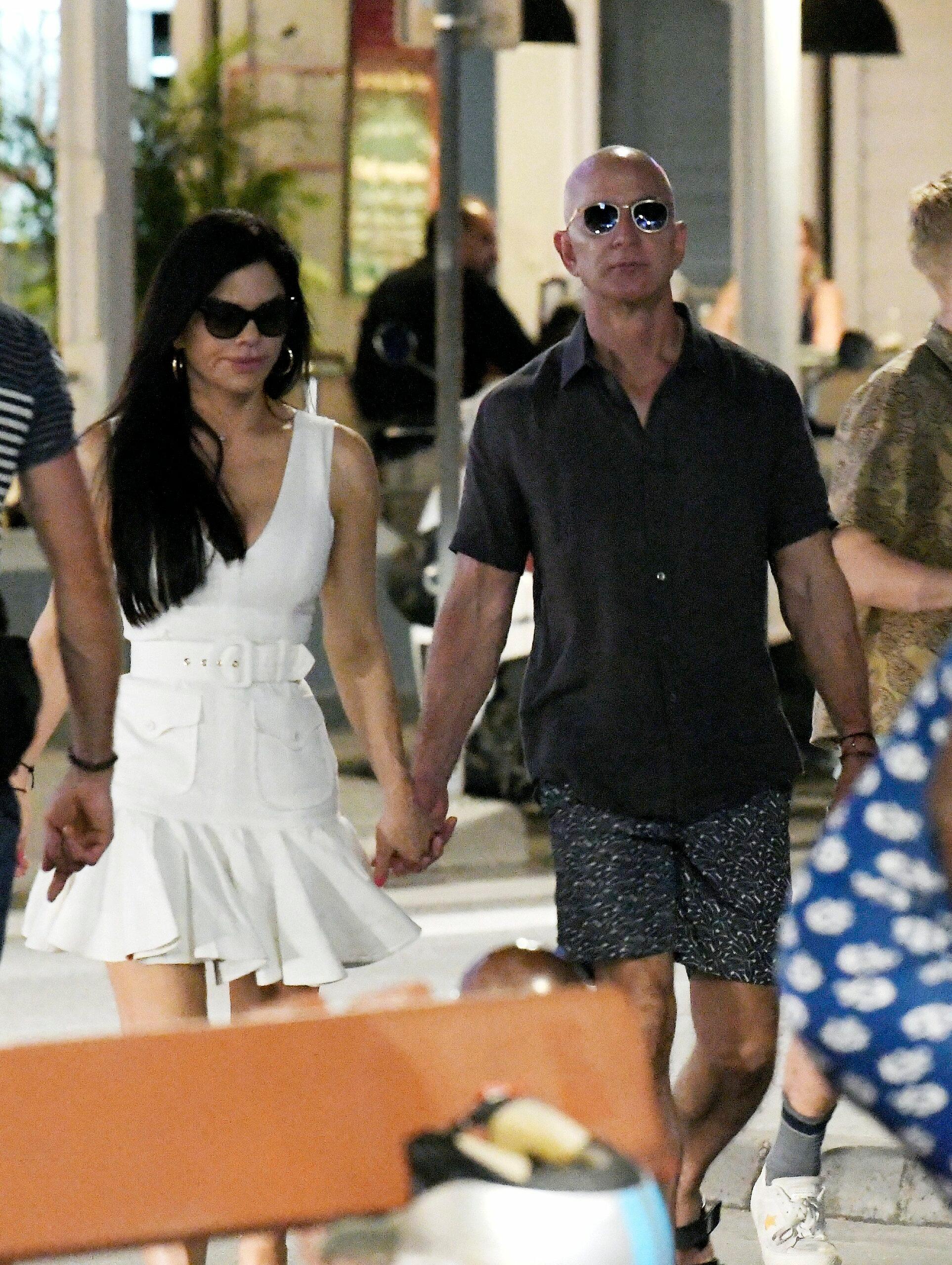 Jeff Bezos and Lauren Sanchez share a romantic moment during their luxury vacataion in St Barths