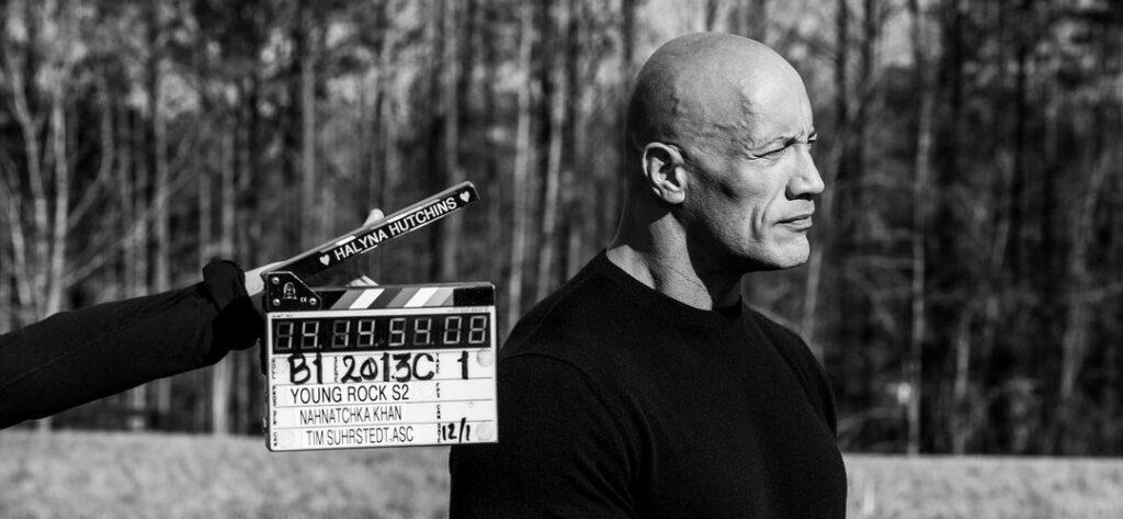 Dwayne Johnson on set