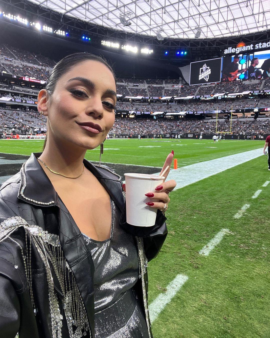 Vanessa Hudgens at the Raiders' game in Las Vegas