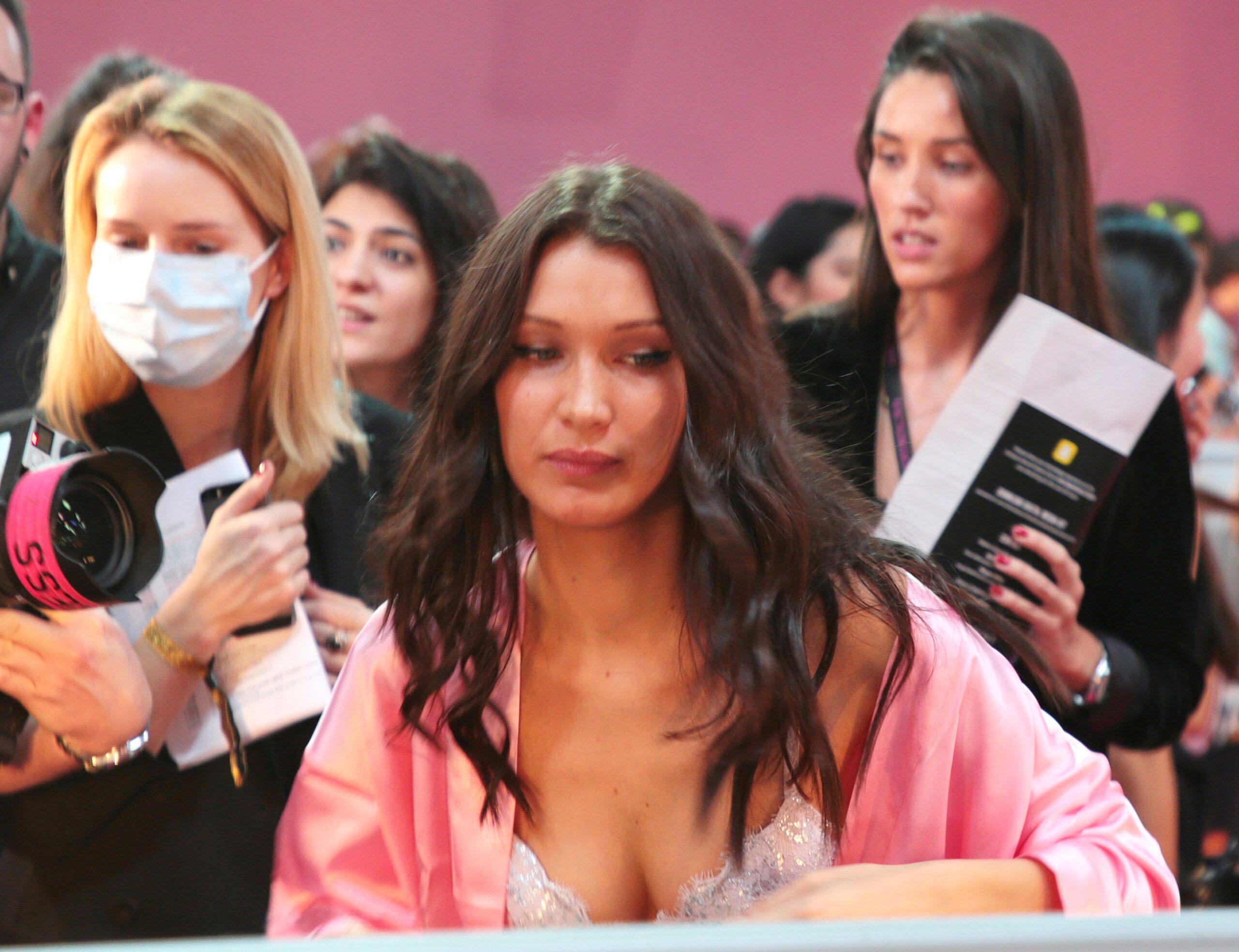 bella hadid getting ready for VS fashion show