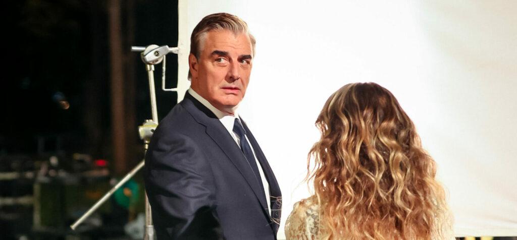 Chris Noth is seen on the film set of the 'And Just Like That' in NYC.
