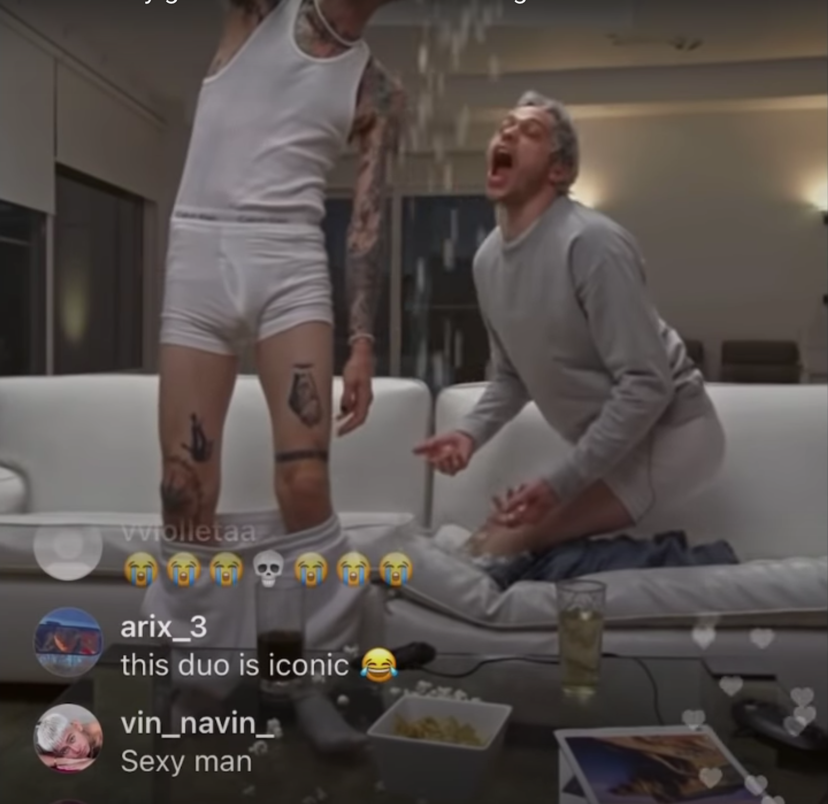 MGK dumping popcorn on Pete Davidson