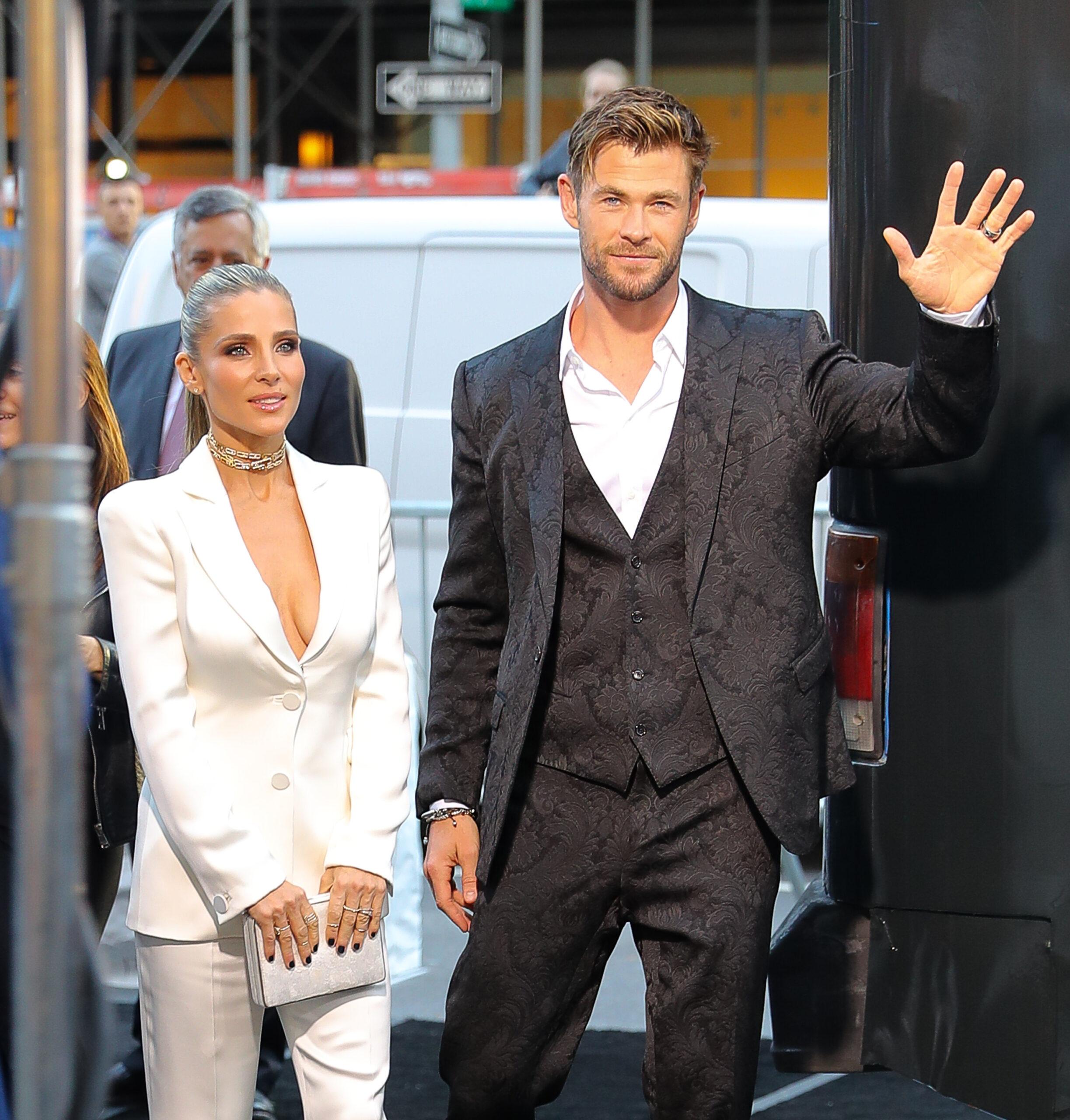 Chris Hemsworth and Elsa Pataky seen arriving at the MIB premiere in NYC on Jun 11 2019