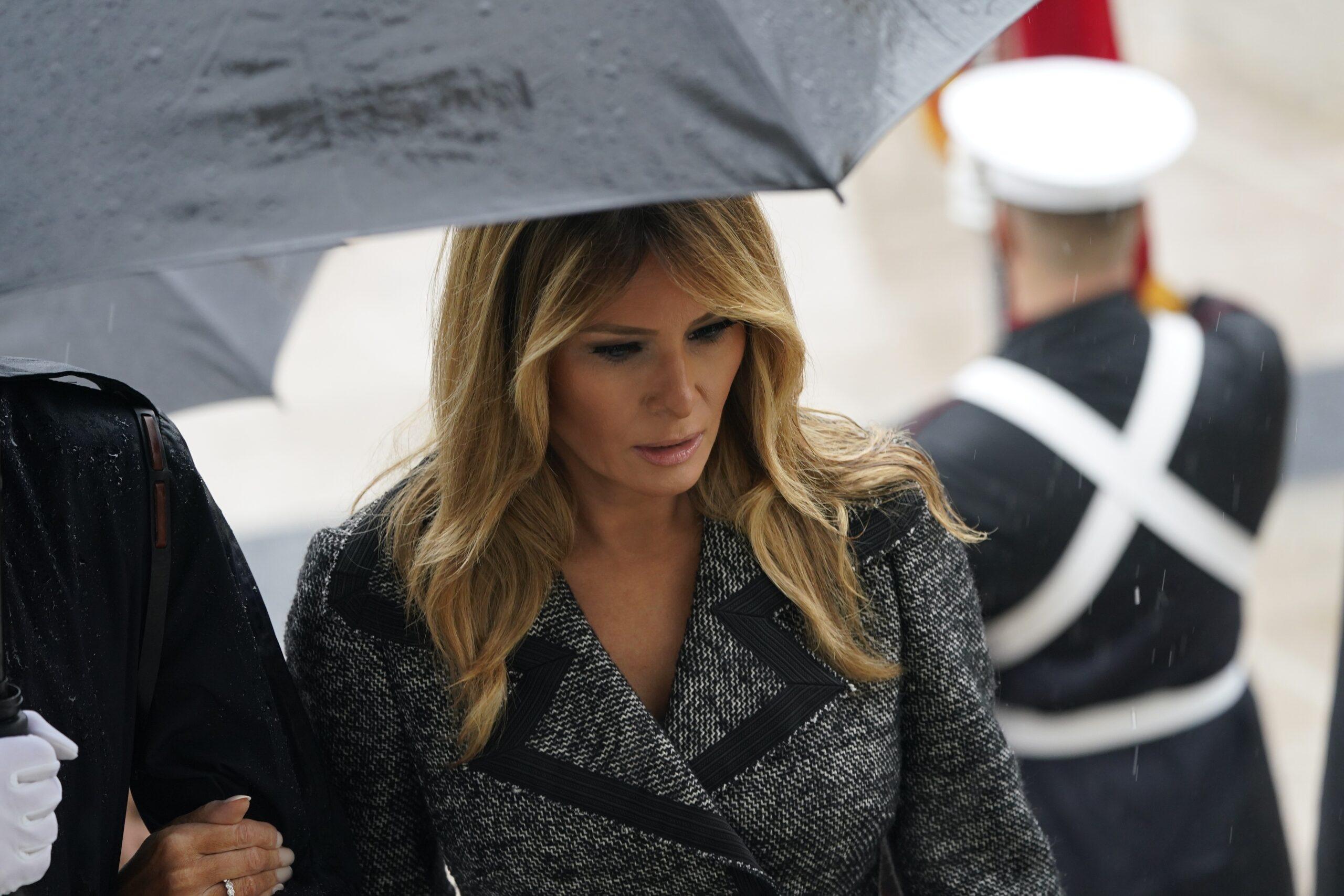 United States President Donald J Trump and First lady Melania Trump participate in a National Veterans Day Observance