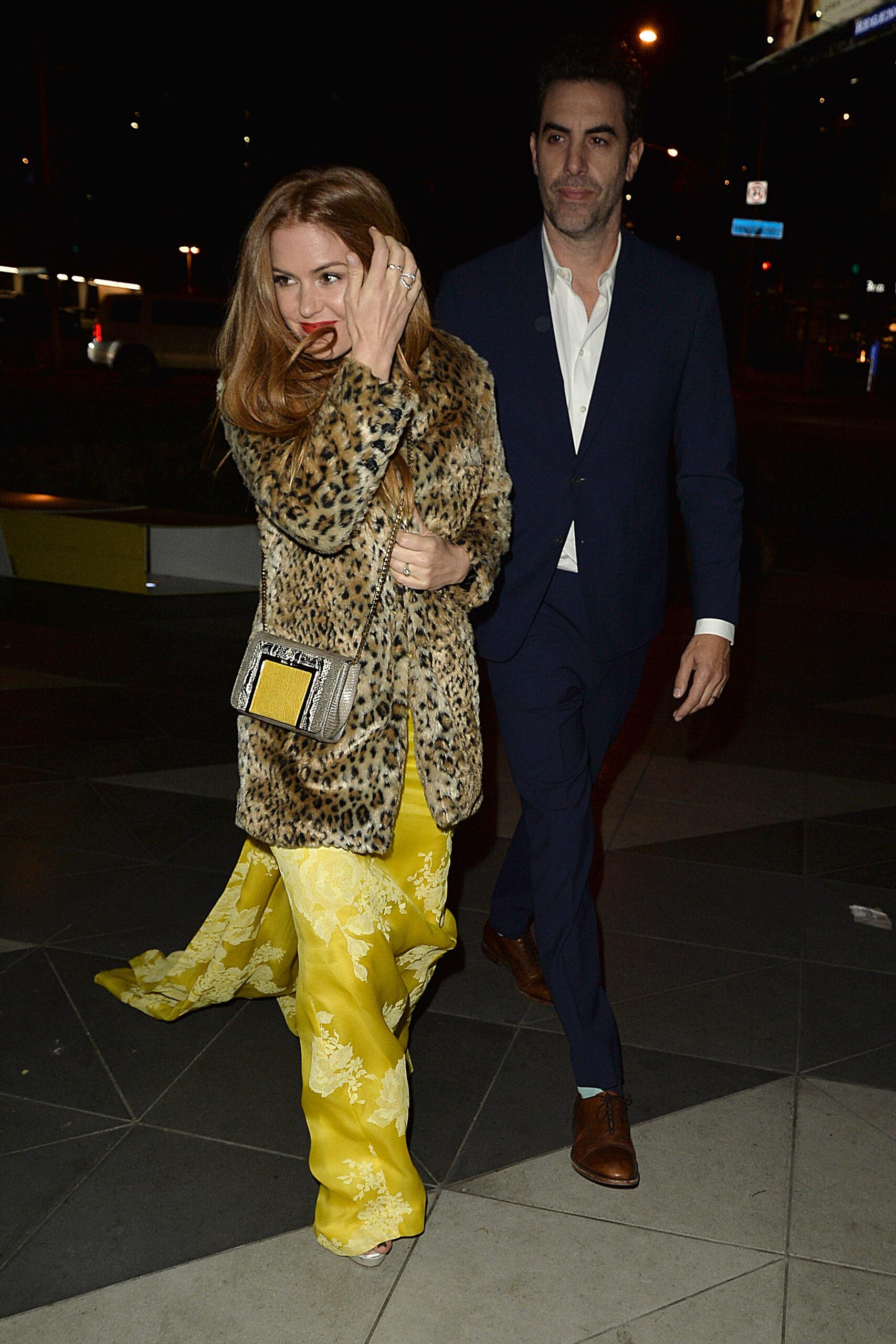 Isla Fisher and Sacha Baron Cohen spotted having dinner at Estrella on Susnet Blvd in Los Angeles