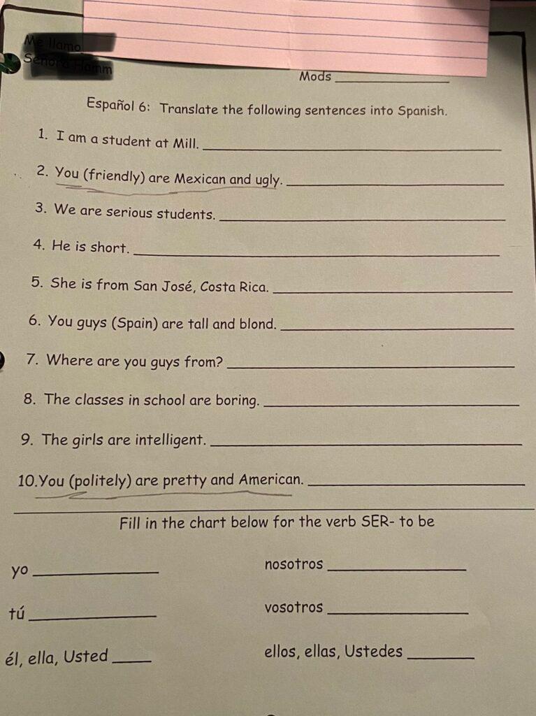 Racist homework assignment in upstate NY
