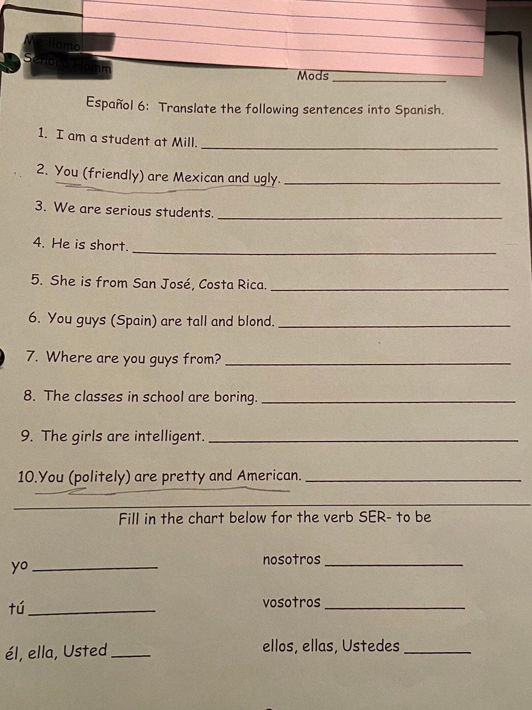 Racist homework assignment in upstate NY