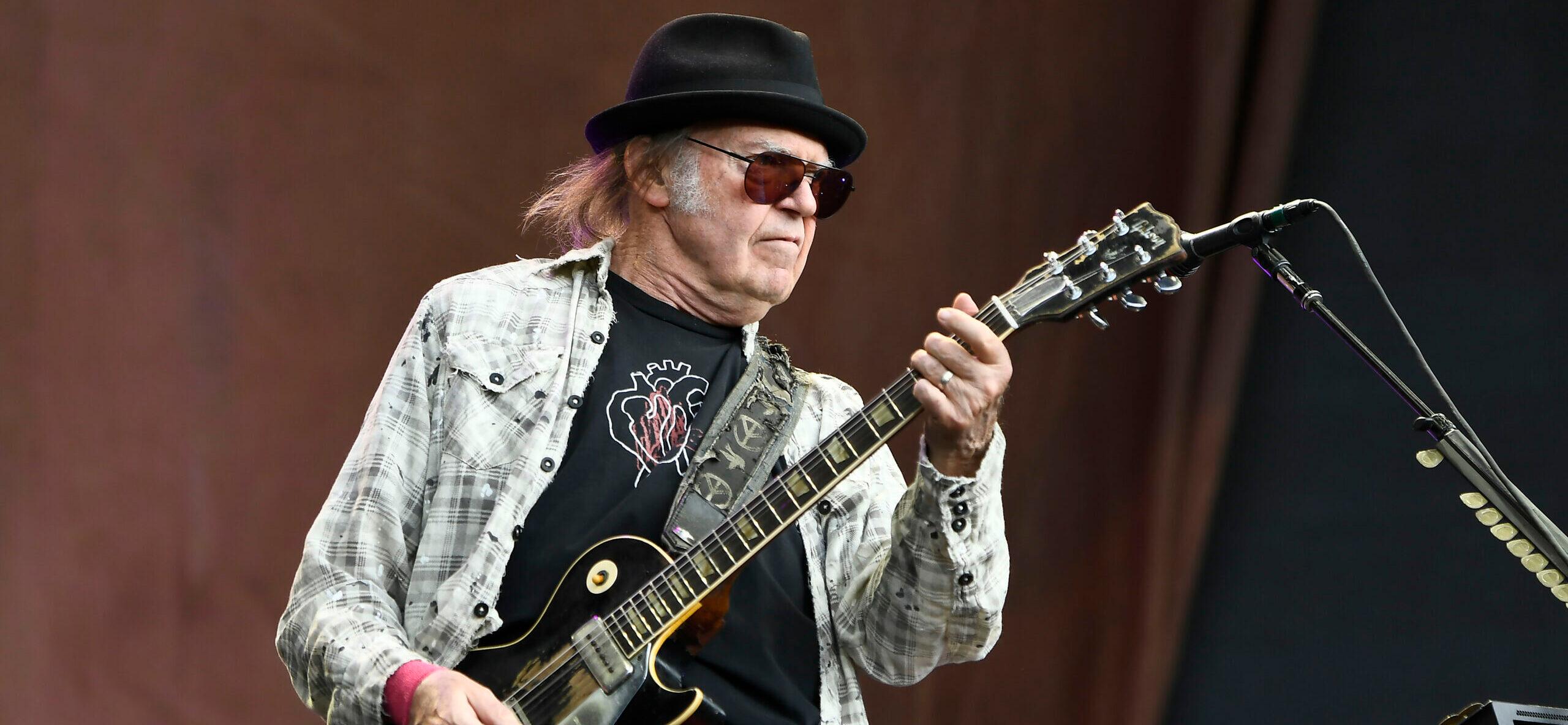 Neil Young performing at British Summertime 2019