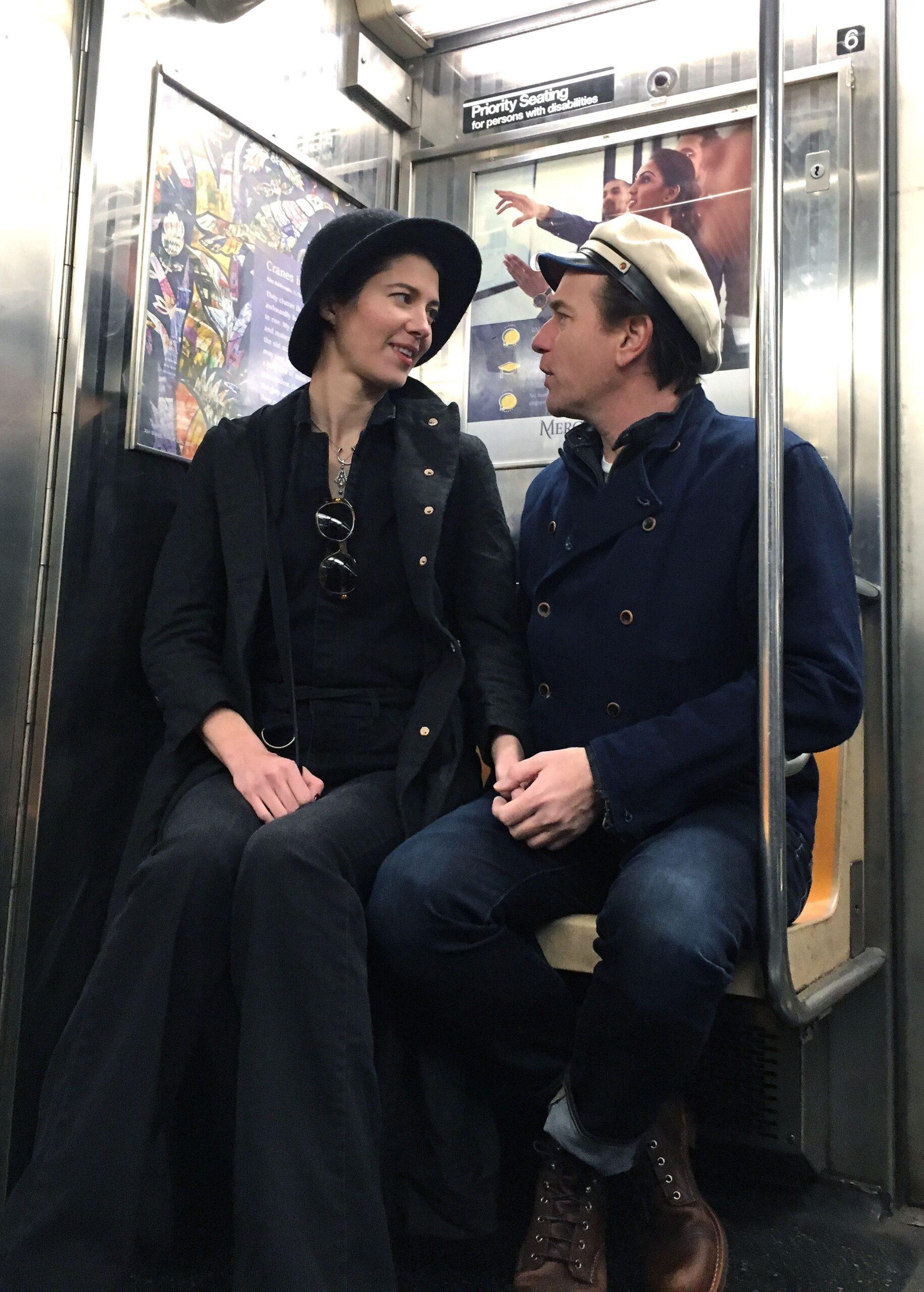 Ewan McGregor and girlfriend Mary Elizabeth Winstead kiss and hold hands while riding the Subway in NYC