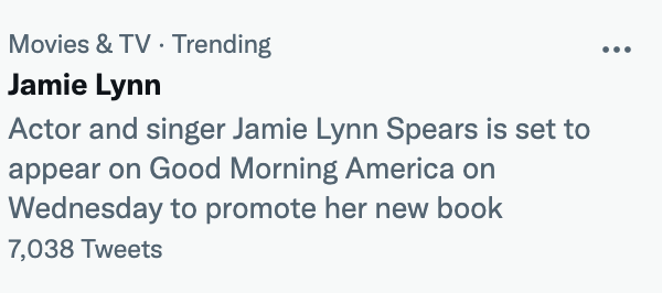 Jamie Lynn Spears' name trending