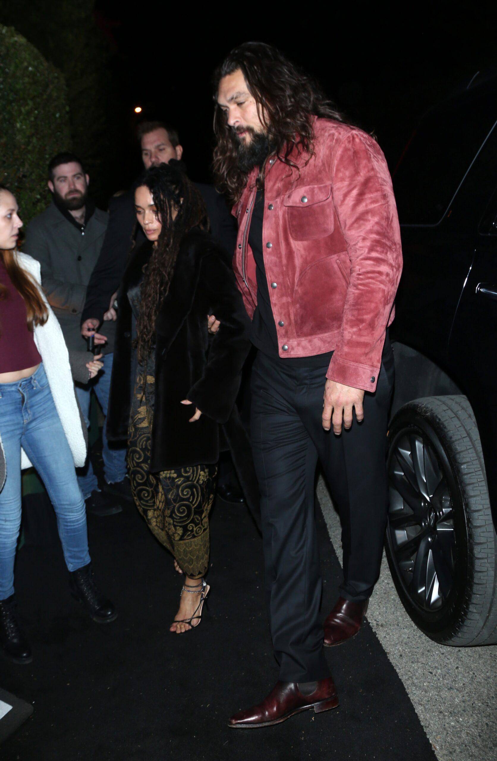 Jason Momoa and his wife Lisa Bonet were seen at the William Morris Endeavor Pre Oscar party in Beverly Hills CA