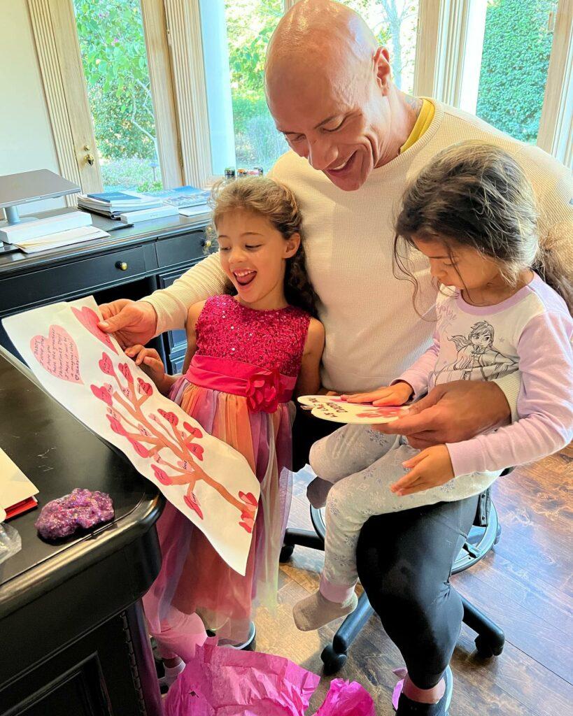 Dwayne Johnson and his two daughters, Tiana and Jasmine