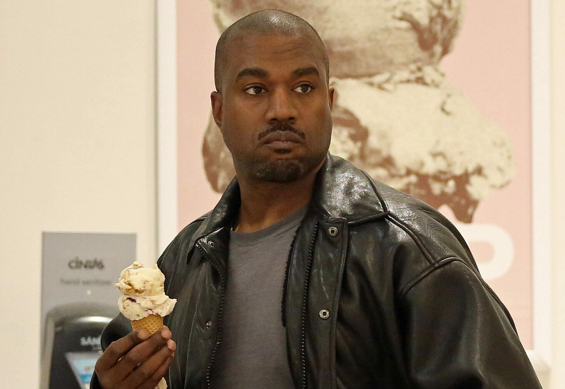 Kanye West grabs an ice cream in Calabasas after a meeting.