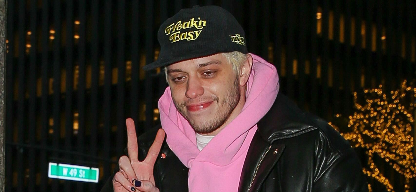 Pete Davidson seen at the NBC studios for his appearance at The Tonight Show Starring Jimmy Fallon in New York City.