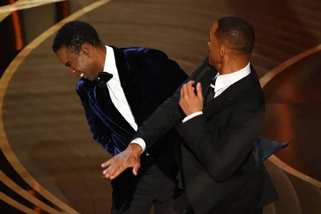 Will Smith slapping Chris Rock at the 2022 Oscars