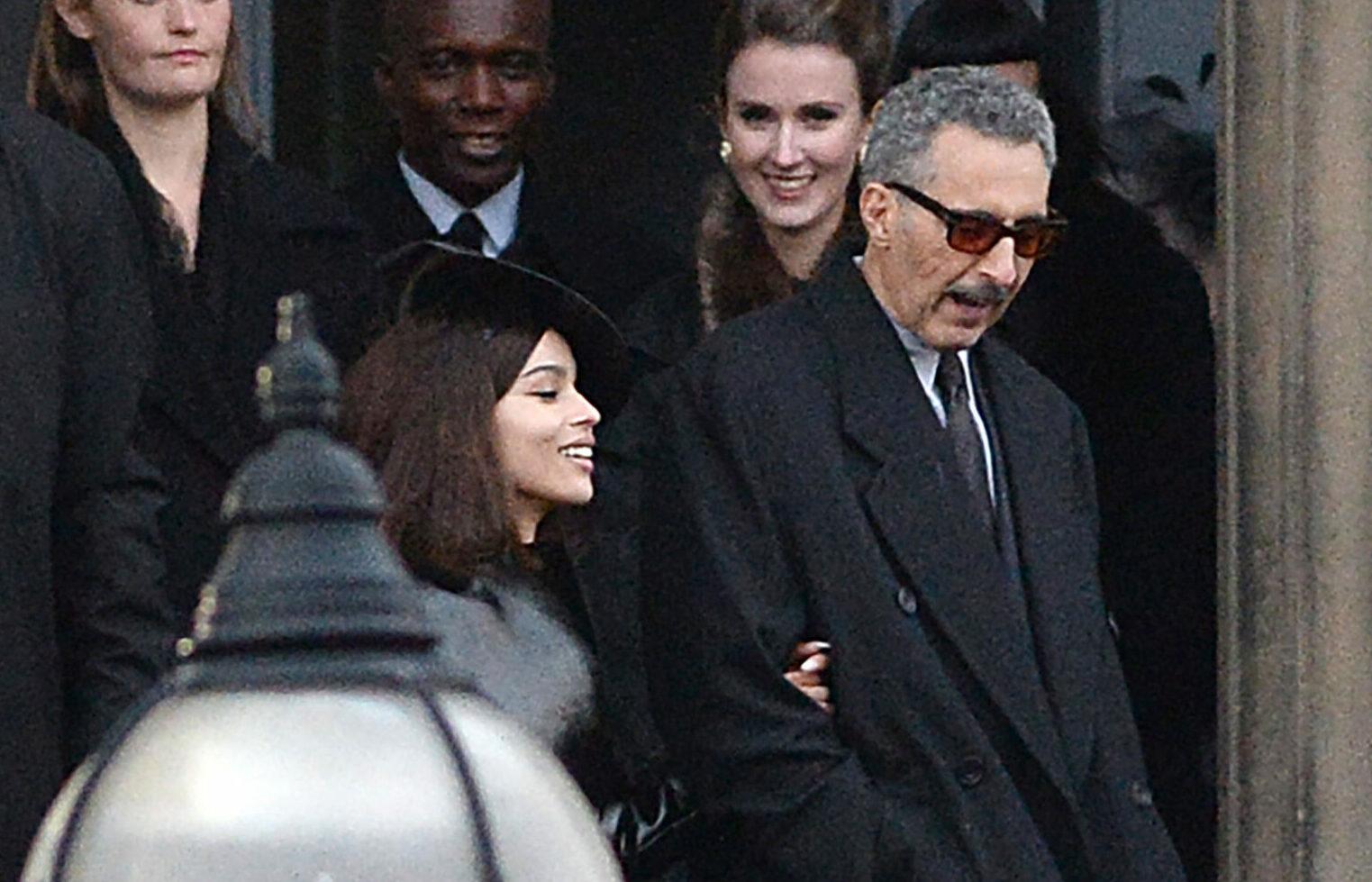 Zoe Kravitz (L), who plays Catwoman and John Turturro (R), who plays Carmine Falcone, filming 'The Batman' on St George's Hall in Liverpool city centre, after the cinema release date was delayed until 2022 due to fears over the coronavirus pandemic.