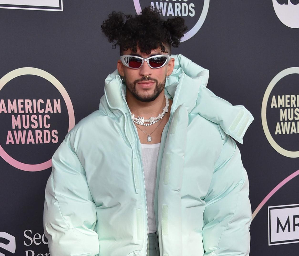 Bad Bunny At The 2021 American Music Awards held at the Microsoft Theatre on November 21, 2021 in Los Angeles, CA.