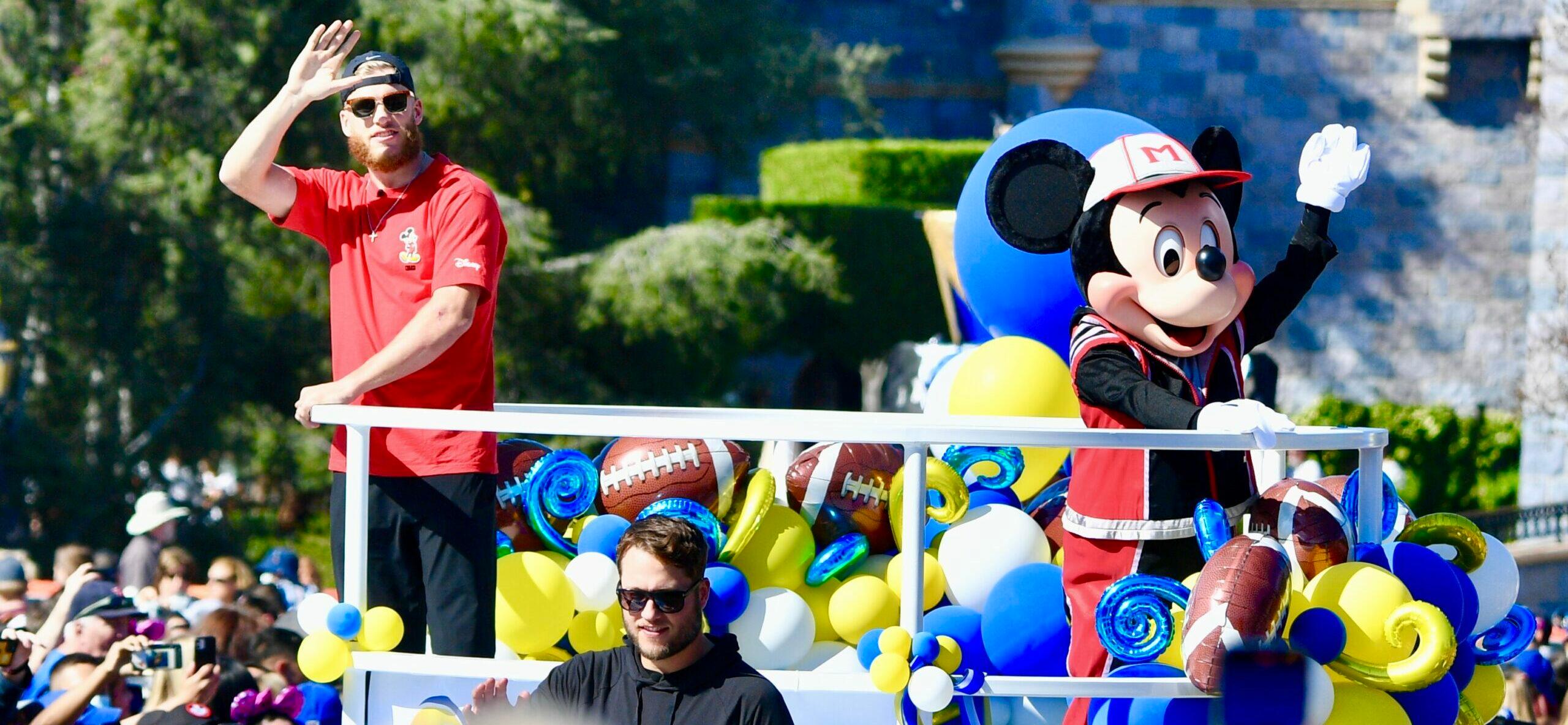 Los Angeles Rams celebrate super bowl victory at Disneyland