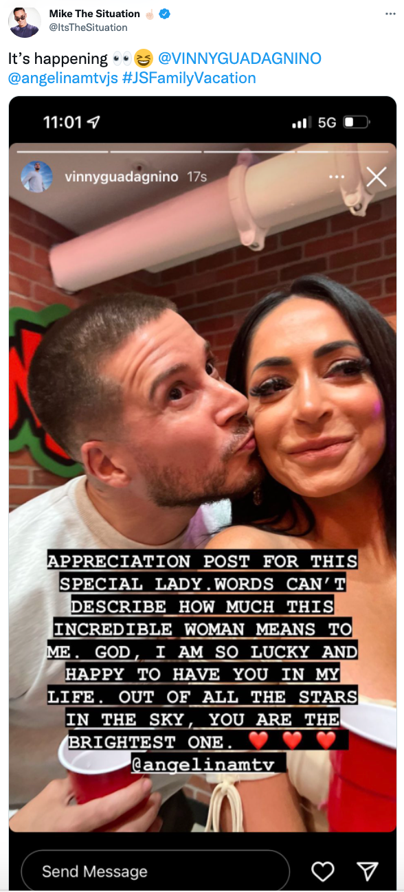 Vinny Guadagnino & Angelina Pivarnick kissing