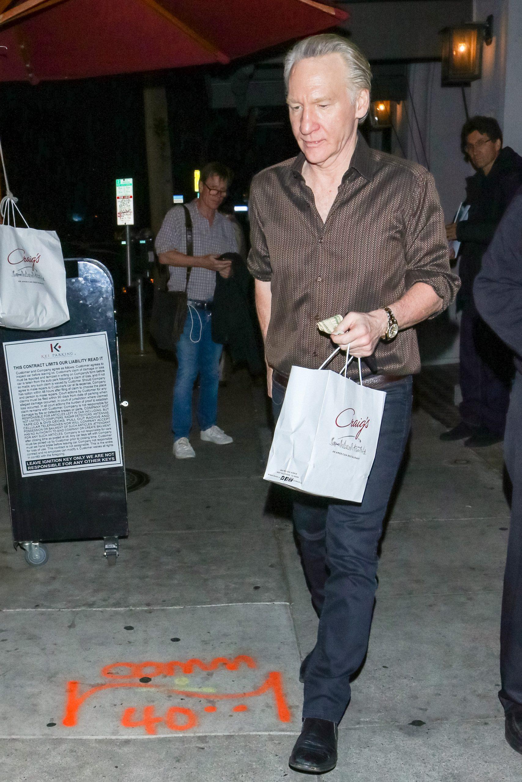 Bill Maher outisde Craig apos s Restaurant in West Hollywood