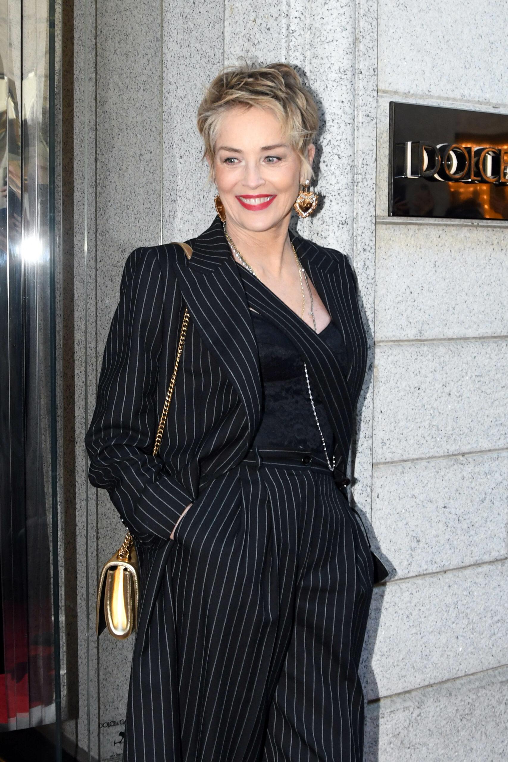 Milan Fashion Week Sharon Stone Arriving At The Dolce Gabbana Store