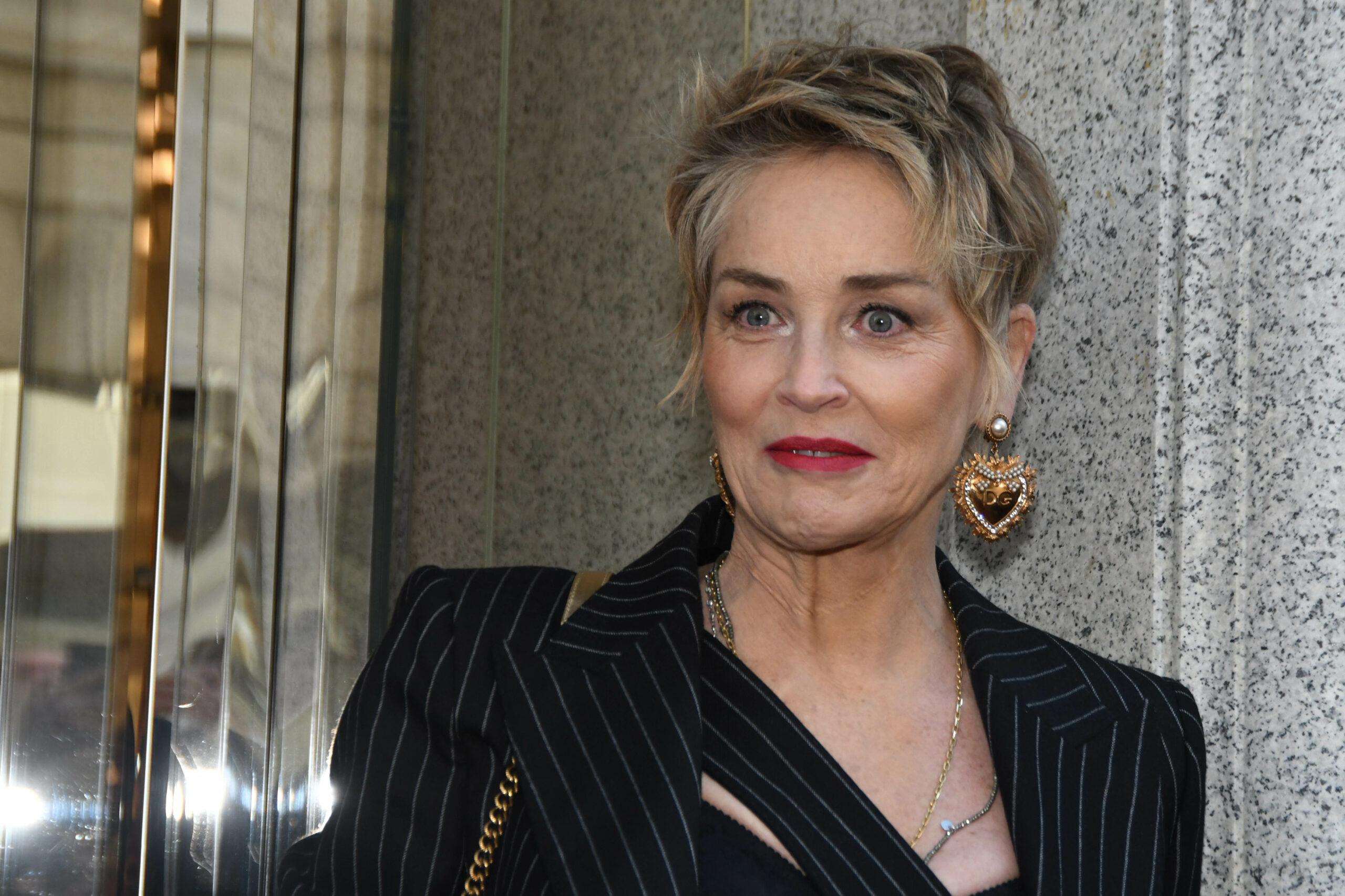 Milan Fashion Week Sharon Stone Arriving At The Dolce Gabbana Store