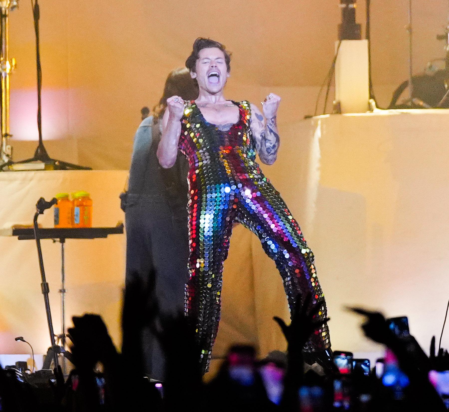 Harry Styles performs at 2022 Coachella Festival in Indio CA